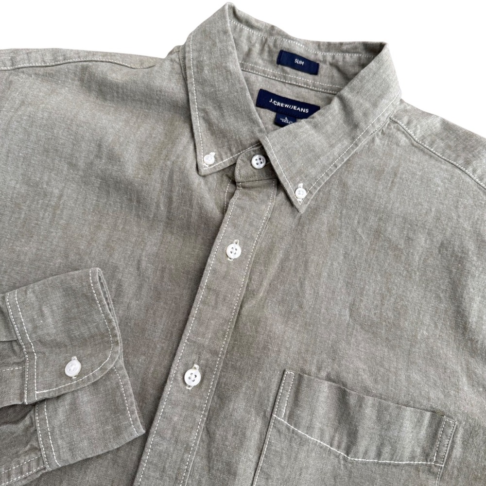 J.Crew Jeans‎ Slim Fit Button Down Long Sleeve Casual Shirt Men L Green